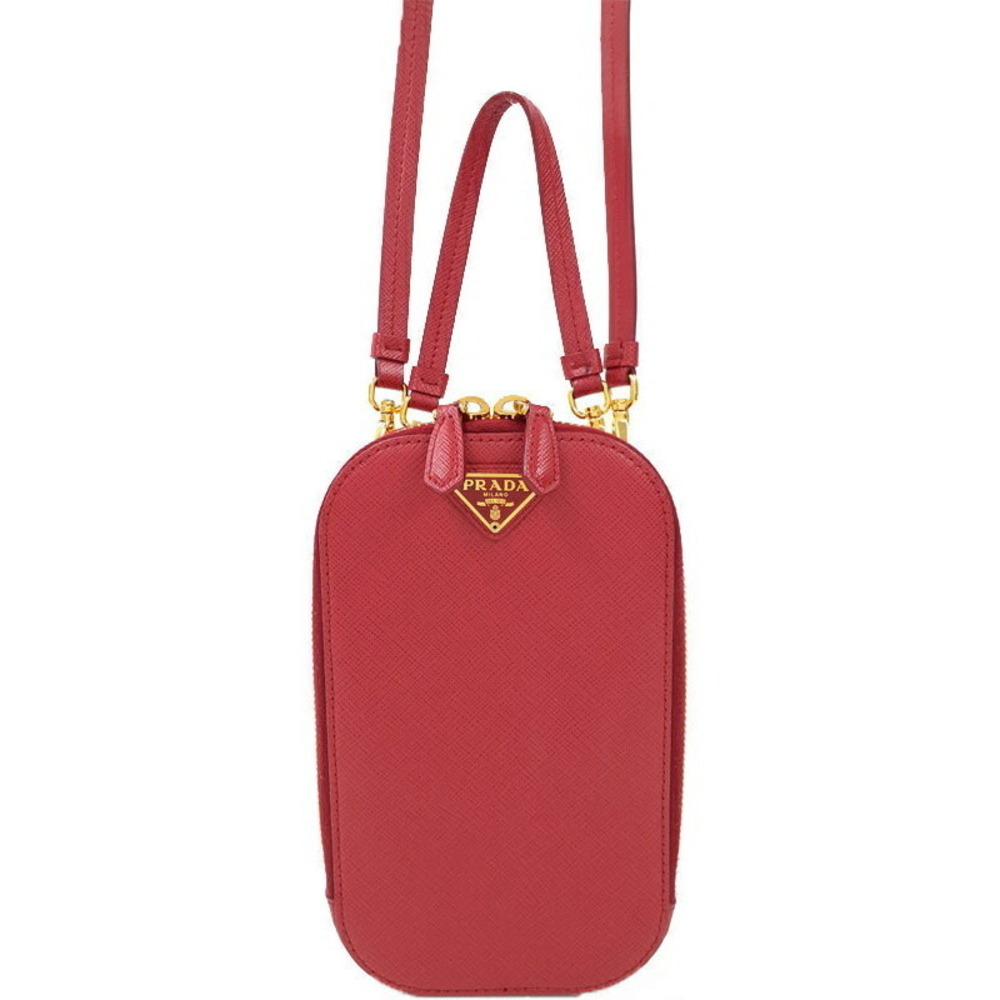 Prada Saffiano leather Chain Shoulder Bag Red